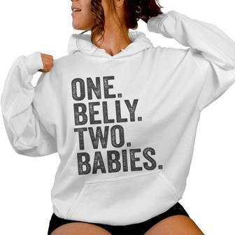 One Belly Two Babies Mom Of Twins Quote Saying Meme Women Hoodie - Monsterry
