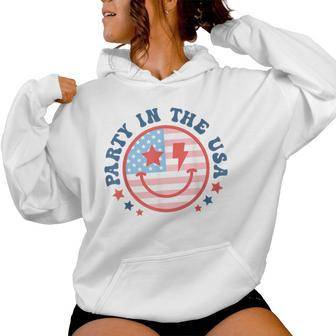 Party In The Usa 4Th Of July Preppy Smile Women Women Hoodie - Monsterry CA