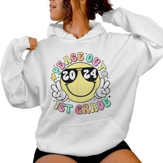 Peace Out 1St Grade Retro Smile Last Day Of School 2024 Women Hoodie - Monsterry