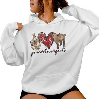 Peace Love Goats Farm Girl Goat Lover Goat Women Hoodie - Monsterry UK