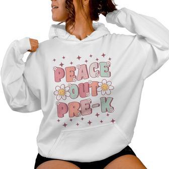 Peace Out Pre-K Cute Groovy Last Day Of Preschool Graduation Women Hoodie - Monsterry UK