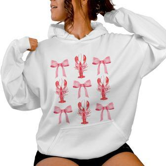 Pink Bow Cute Coquette Crawfish Y2k Clean Girl Aesthetic Women Hoodie | Mazezy