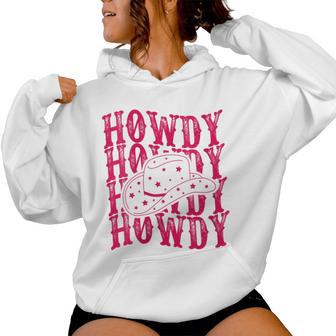 Pink Howdy Cowboy Rodeo Hat For Retro Cowgirl Women Hoodie - Thegiftio UK