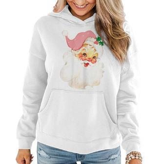 Pink Santa For Girls Christmas Retro Holiday Vintage Women Hoodie - Monsterry