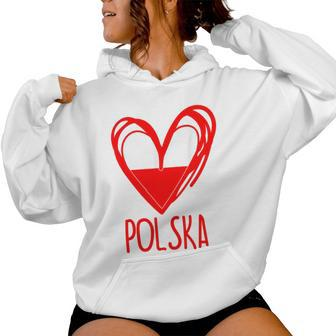 Polish Cute Heart Polska Poland Flag Boys Girls Women Hoodie - Monsterry