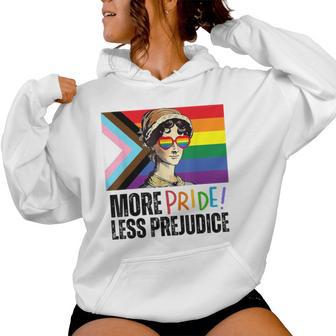 More Pride Less Prejudice Lgbtq Rainbow Pride Month Women Hoodie - Monsterry DE