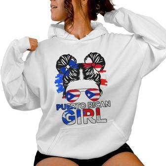 Puerto Rico Flag Messy Puerto Rican Girls Souvenirs Women Hoodie - Monsterry