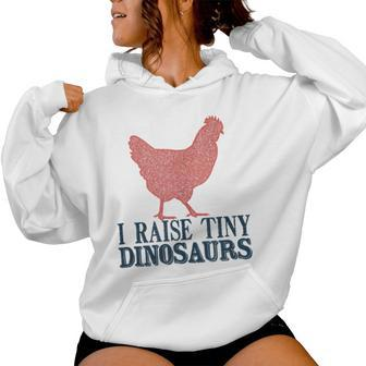 I Raise Tiny Dinosaurs Vintage Retro Chicken Silhouette Women Hoodie - Monsterry