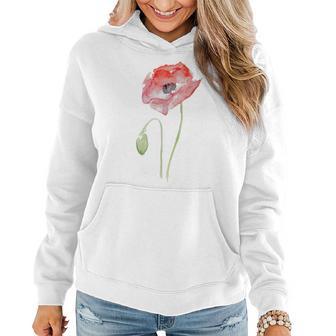 Red Poppy Watercolor Floral Women Hoodie - Monsterry CA