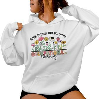 Retro Floral Grow To Full Potential Occupational Therapy Ot Women Hoodie - Monsterry DE