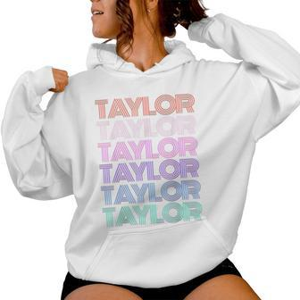 Retro Taylor Girl Boy First Name Pink Groovy Birthday Party Women Hoodie - Seseable
