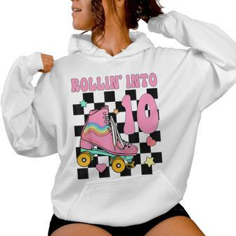 Rolling Into 10 Years Old Roller Skating Girl 10Th Birthday Women Hoodie - Monsterry DE
