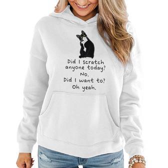 Sarcastic Cat Have I Scratched Anyone Today Black Cat Women Hoodie - Thegiftio UK