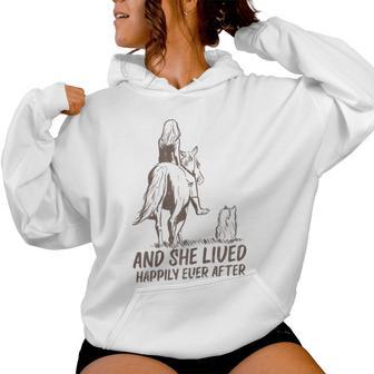 She Lived Happily Horse Dog Animal Lover Girls Women Women Hoodie - Monsterry DE