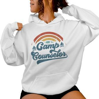 Summer Camp Counselor Staff Groovy Rainbow Camp Counselor Women Hoodie - Seseable