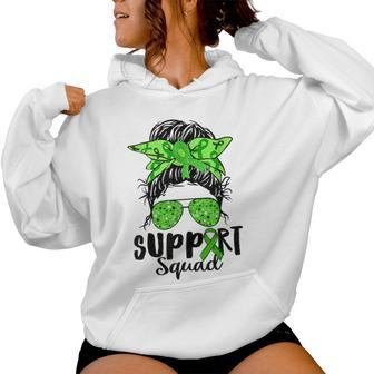 Support Squad Messy Bun Green Ribbon Mental Health Awareness Women Hoodie - Monsterry