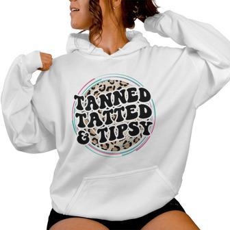 Tanned Tatted And Tipsy Groovy Hot Mom Beach Summer Vacation Women Hoodie - Monsterry CA