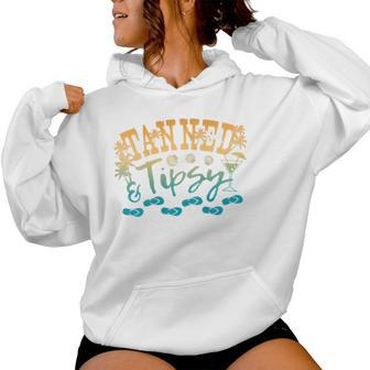 Tanned Tipsy Day Drinking Beach Summer Palms Sandals Women Hoodie - Monsterry AU