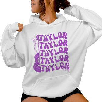 Taylor First Name I Love Taylor Girl Groovy 80'S Vintage Women Hoodie - Monsterry