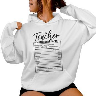 Teacher Nutrition Facts Teacher Appreciation Women Hoodie - Monsterry