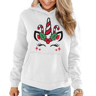Unicorn Face Christmas Candy Cane Toddler Kid Girl Pjs Women Hoodie - Monsterry AU