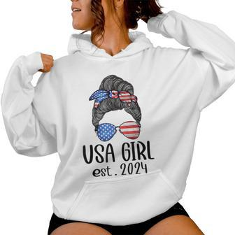 Us Citizen Est 2024 New Citizenship American Usa Girl 2024 Women Hoodie - Thegiftio UK