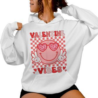 Valentine Vibes Hippie Valentines Day For Girl Womens Women Hoodie - Monsterry DE