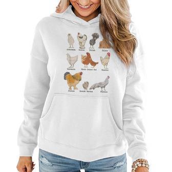 Vintage Chicken Breeds Farm Animals Day Support Local Farmer Women Hoodie - Monsterry