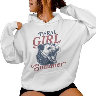 Vintage Feral Girl Summer Opossum Women Hoodie - Monsterry CA