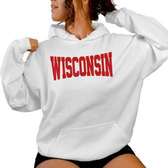 Vintage Wisconsin Wisconsin Red Retro Women Hoodie - Seseable