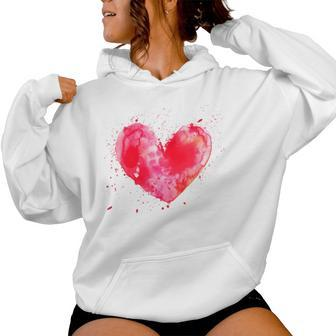 Watercolor Love Heart Graphic Valentine's Day Girls Women Hoodie - Monsterry AU