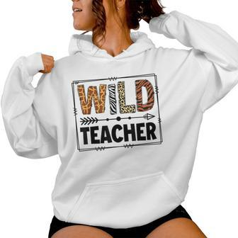 Wild One Teacher Two Wild Zoo Animal Theme Birthday Matching Women Hoodie - Seseable