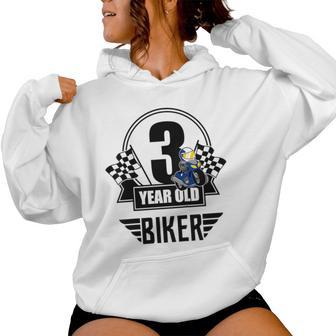 Youth 3 Year Old Biker Boys Girls Birthday Motorbike Women Hoodie - Thegiftio UK