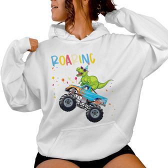 Youth 5Th Birthday T Rex Dinosaur Monster Truck Boys And Girls Women Hoodie - Thegiftio UK