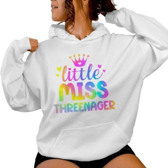 Youth Little Miss Threenager Girl Cute Girls 3Rd Birthday Girl Women Hoodie - Thegiftio UK