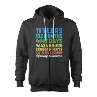 11 Years Old 11Th Birthday Vintage Retro Countdown Zip Up Hoodie - Monsterry CA