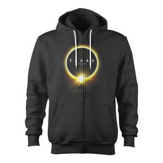 2024 Solar Eclipse Seen From The State Of Texas For Cowboys Zip Up Hoodie - Monsterry CA