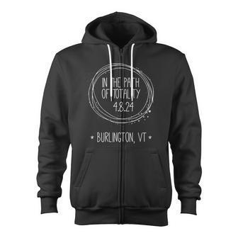 2024 Total Solar Eclipse Burlington Vermont Path Of Totality Zip Up Hoodie - Monsterry UK