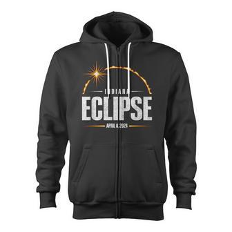 2024 Total Solar Eclipse Indiana Total Eclipse 2024 Zip Up Hoodie - Monsterry