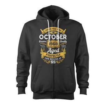 55 Years Old Legends Born In October 1968 55Th Birthday Zip Up Hoodie - Monsterry