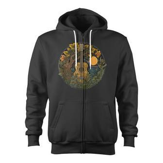 Acoustic Guitar Tree Guitarist Landscape Nature Music Lover Zip Up Hoodie - Monsterry CA