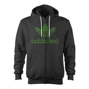 Addicted Weed Logo Tshirt Zip Up Hoodie - Monsterry