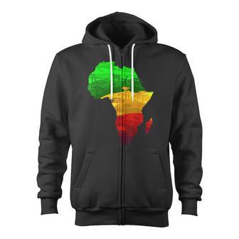 Africa Map Green Yellow Red Proud African Pride Junenth Zip Up Hoodie - Monsterry