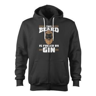 Alcohol Beard Fueled By Gin Tees Alcoholic Men Zip Up Hoodie - Monsterry