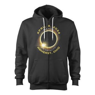 Amherst Ohio Solar Eclipse Totality April 8 2024 Souvenir Zip Up Hoodie - Monsterry