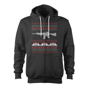 Ar-15 Machine Gun Ugly Christmas Sweater Zip Up Hoodie - Monsterry DE