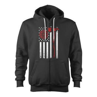 Axe Fire Dept American Flag Thin Red Line Zip Up Hoodie - Monsterry AU