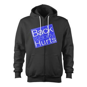 Back And Body Hurts Blue Logo Zip Up Hoodie - Monsterry DE
