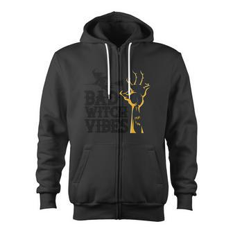 Bad Witch Vibes Halloween Quote V3 Zip Up Hoodie - Monsterry