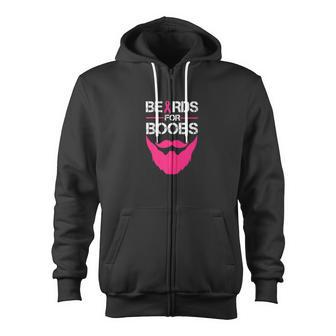 Beards For Boobs Tee Support Breast Cancer Zip Up Hoodie - Monsterry